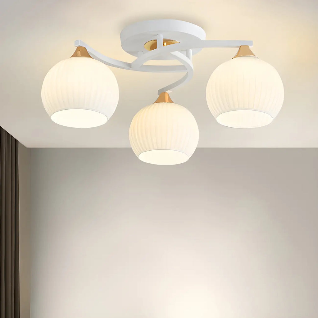 Minimalist White Glass Dome Semi Flush Ceiling Light
