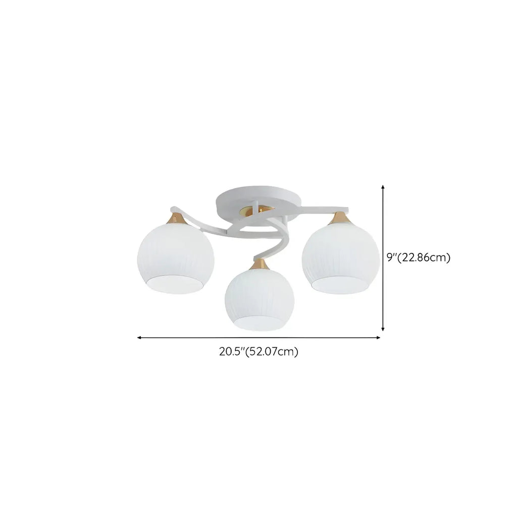 Minimalist White Glass Dome Semi Flush Ceiling Light