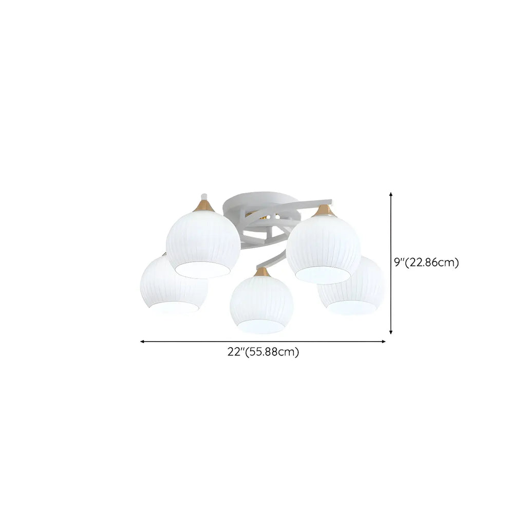 Minimalist White Glass Dome Semi Flush Ceiling Light