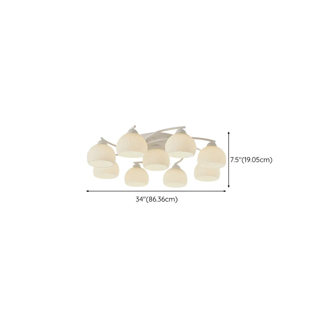 Minimalist White Glass Dome Semi Flush Ceiling Light