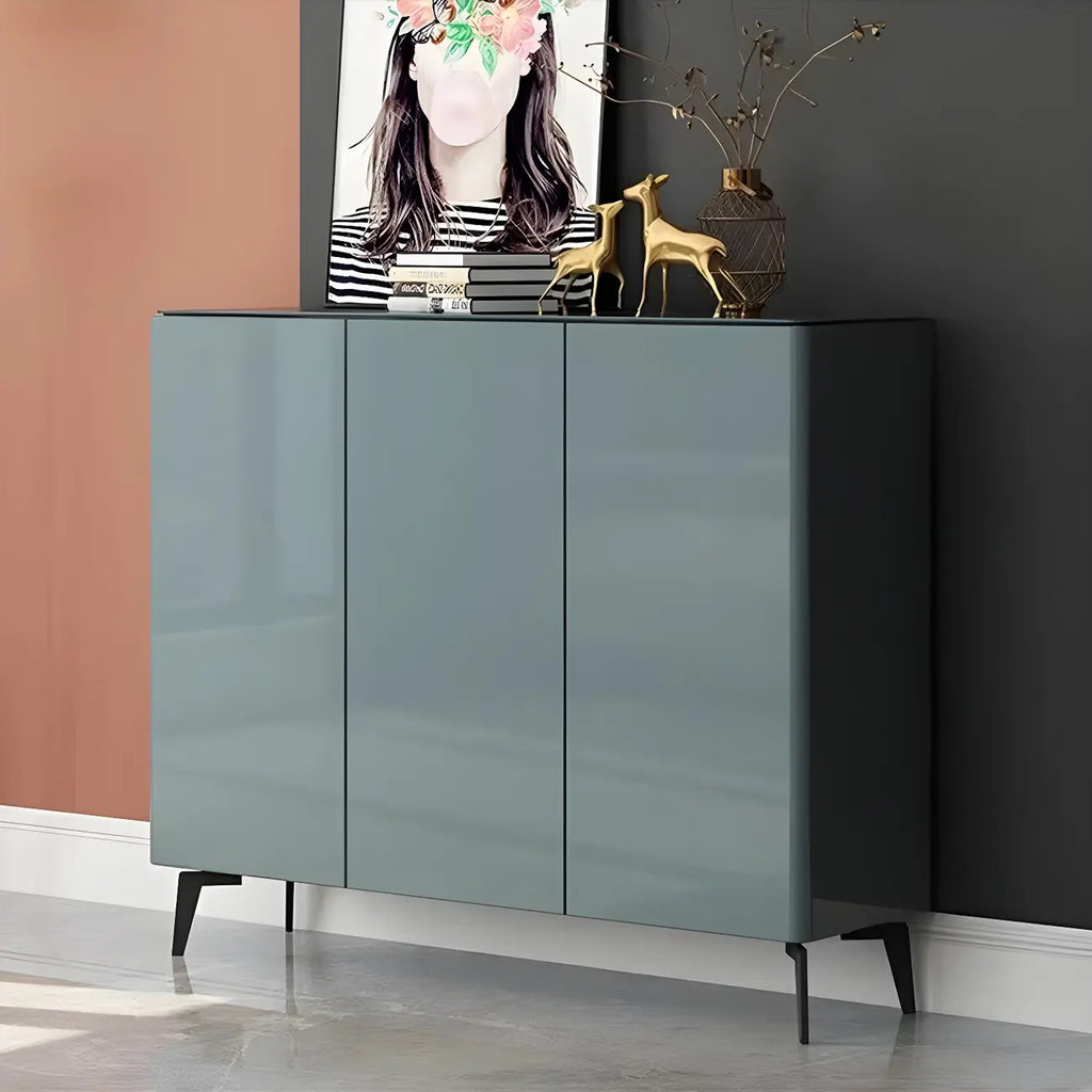 Gloss Green Wood Shoe Storage Cabinet for Entryway