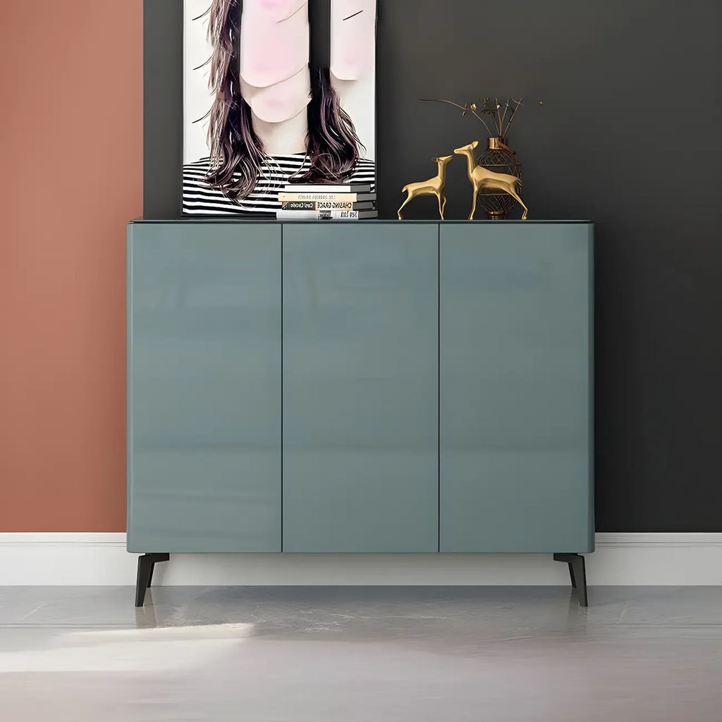 Gloss Green Wood Shoe Storage Cabinet for Entryway