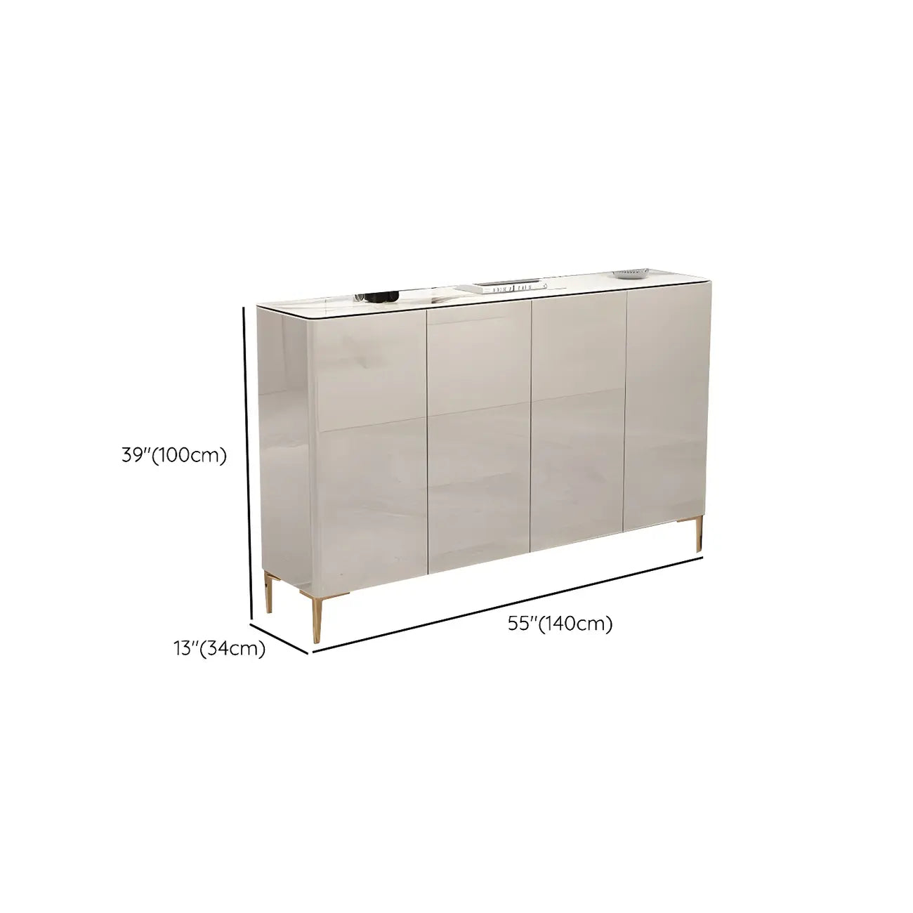 Gloss Green Wood Shoe Storage Cabinet for Entryway