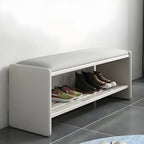 Entryway Natural Wood Shoe Storage Bench with Cushion
