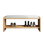 Entryway Natural Wood Shoe Storage Bench with Cushion