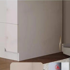 Modern White Wood Glass Pane Storage Cabinet with 4 Drawers