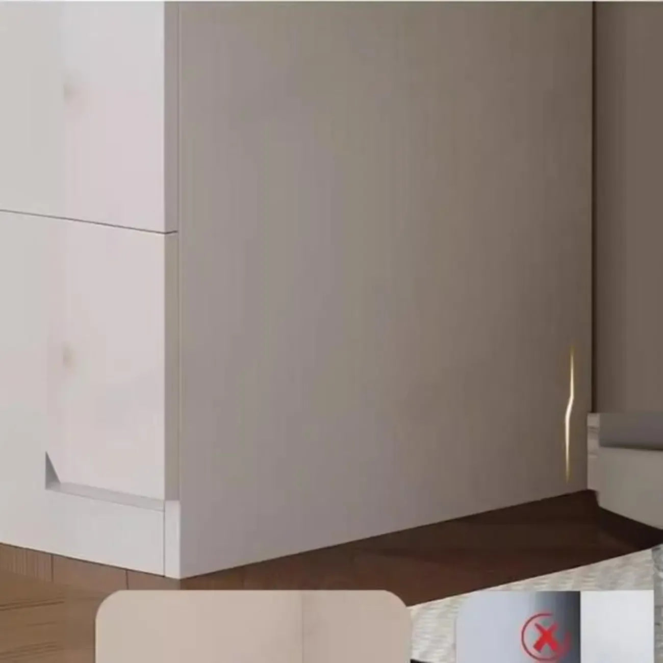 Modern White Wood Glass Pane Storage Cabinet with 4 Drawers