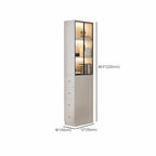 Modern White Wood Glass Pane Storage Cabinet with 4 Drawers
