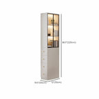 Modern White Wood Glass Pane Storage Cabinet with 4 Drawers