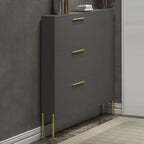 3-Tier Narrow Dark Gray Drop-Front Wood Shoe Cabinet