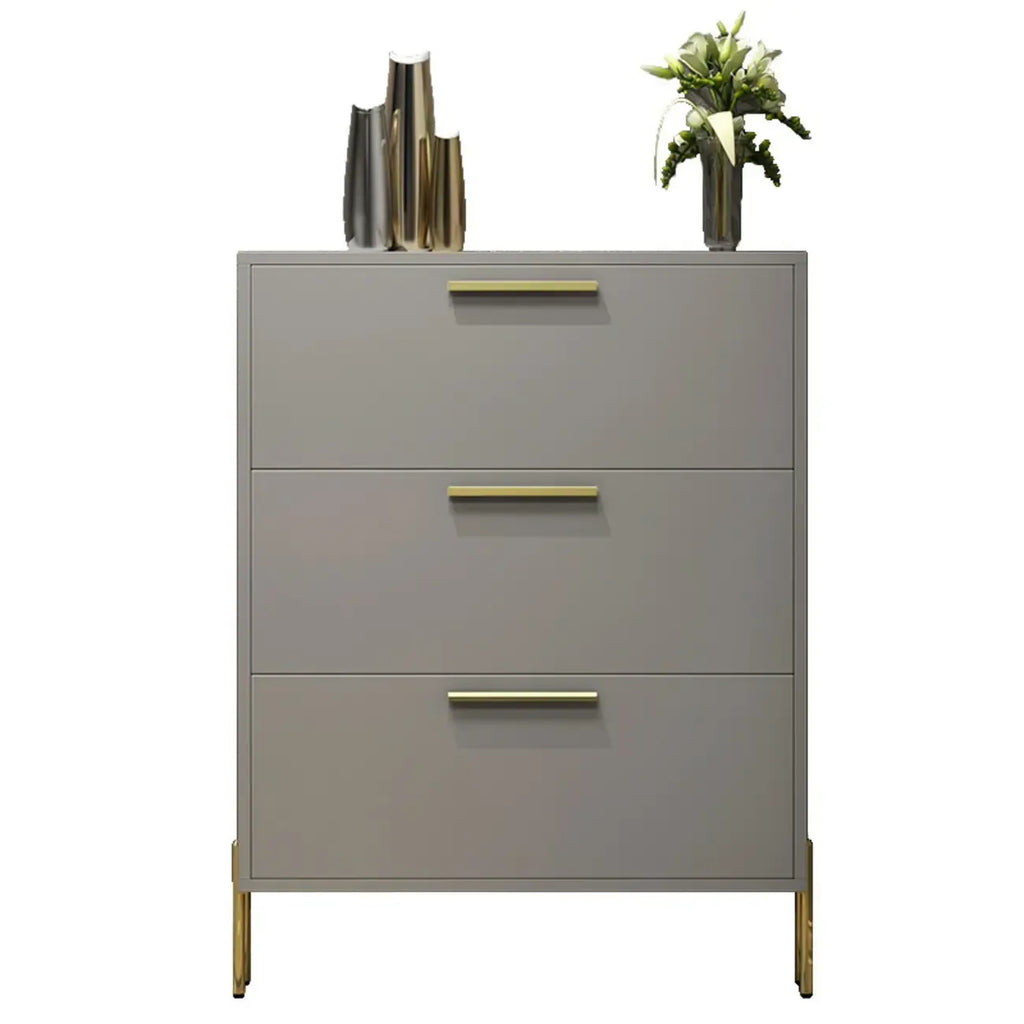 3-Tier Narrow Dark Gray Drop-Front Wood Shoe Cabinet