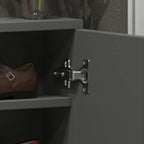 3-Tier Narrow Dark Gray Drop-Front Wood Shoe Cabinet