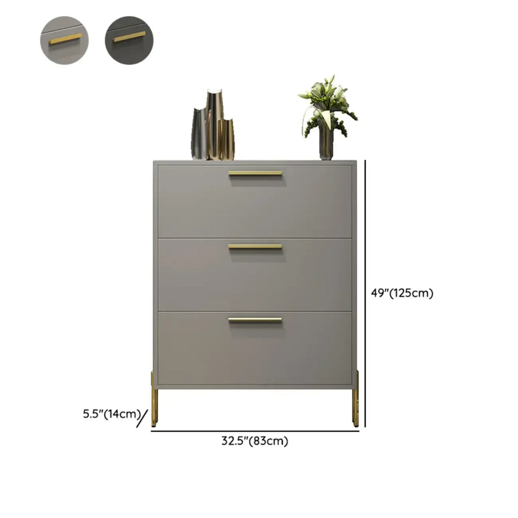 3-Tier Narrow Dark Gray Drop-Front Wood Shoe Cabinet