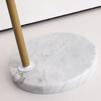 Plug In Khaki Arc Floor Lamp with Fabric Shade for Living Room