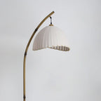 Plug In Khaki Arc Floor Lamp with Fabric Shade for Living Room