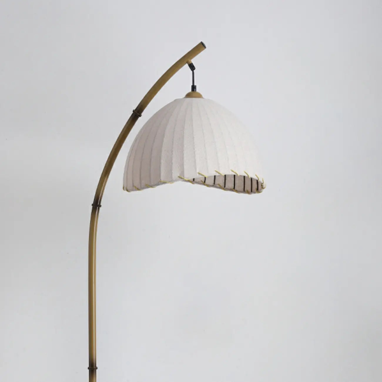 Plug In Khaki Arc Floor Lamp with Fabric Shade for Living Room