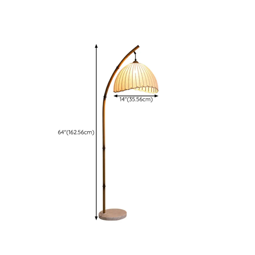Plug In Khaki Arc Floor Lamp with Fabric Shade for Living Room