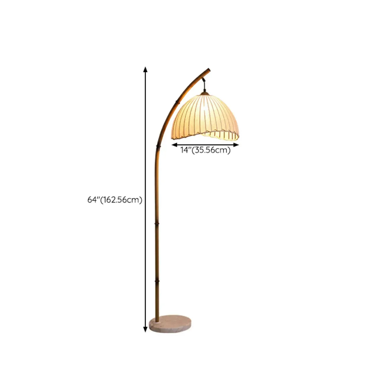 Plug In Khaki Arc Floor Lamp with Fabric Shade for Living Room