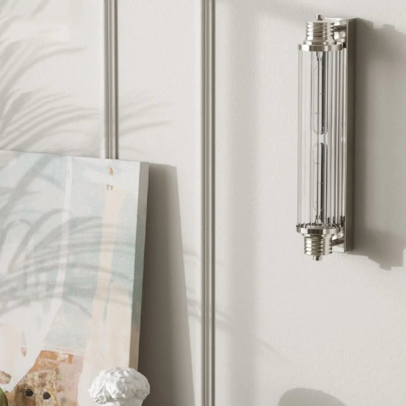 Chrome Glass Cylinder Vertical Wall Sconce