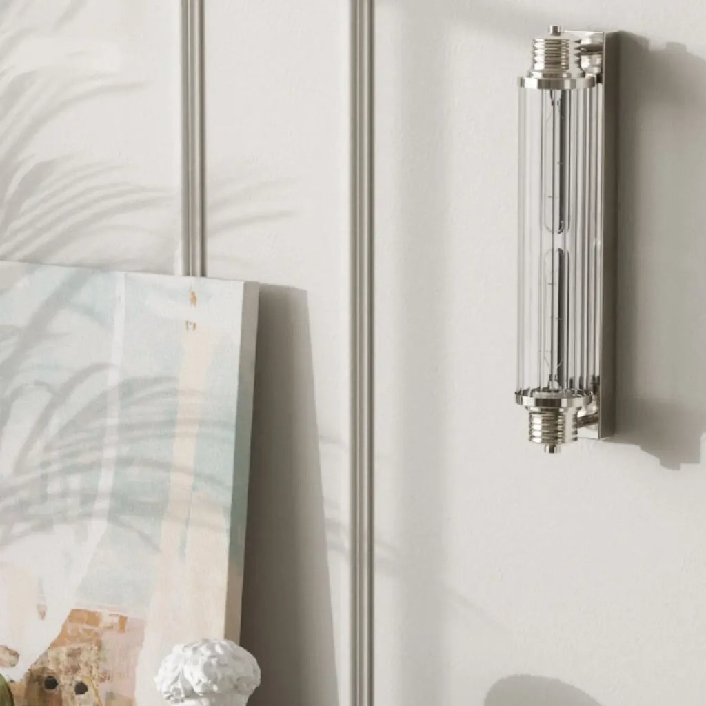 Chrome Glass Cylinder Vertical Wall Sconce