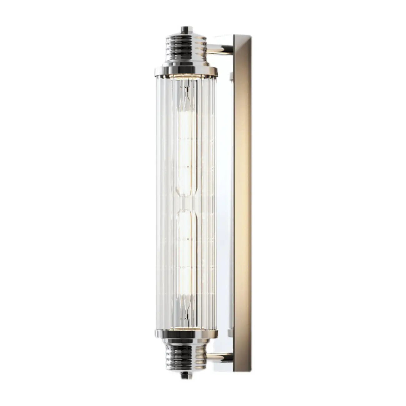 Chrome Glass Cylinder Vertical Wall Sconce