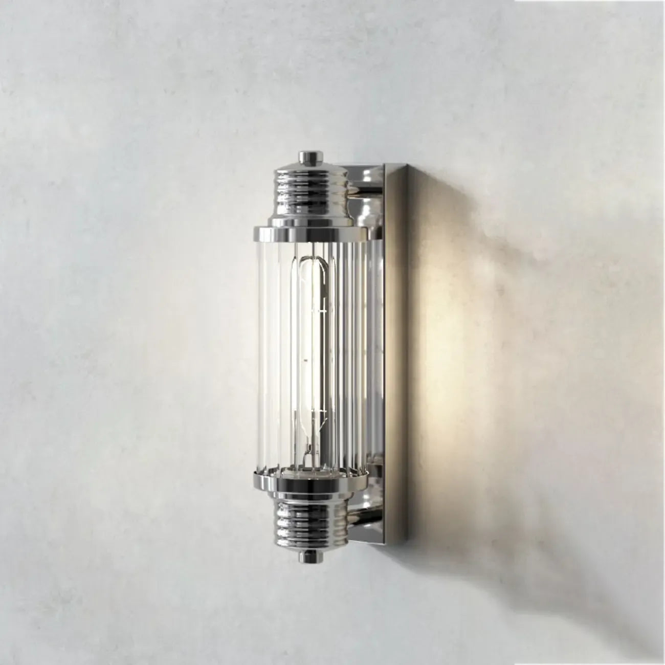 Chrome Glass Cylinder Vertical Wall Sconce
