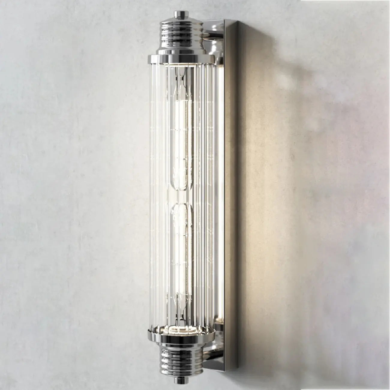Chrome Glass Cylinder Vertical Wall Sconce