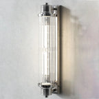 Chrome Glass Cylinder Vertical Wall Sconce