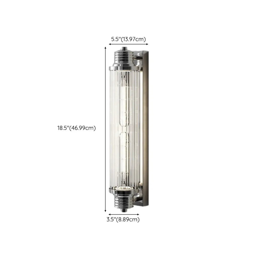 Chrome Glass Cylinder Vertical Wall Sconce