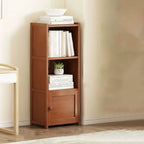 Geometric Multi-Layer Brown Wooden Storage Corner Cabinet
