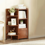 Geometric Multi-Layer Brown Wooden Storage Corner Cabinet