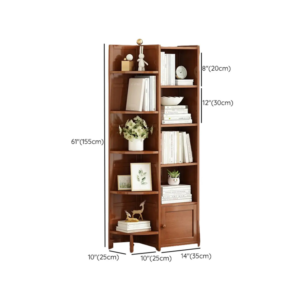 Geometric Multi-Layer Brown Wooden Storage Corner Cabinet