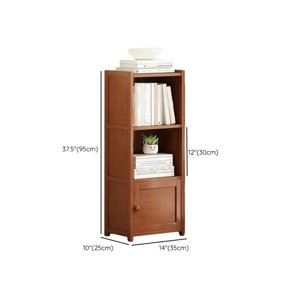 Geometric Multi-Layer Brown Wooden Storage Corner Cabinet