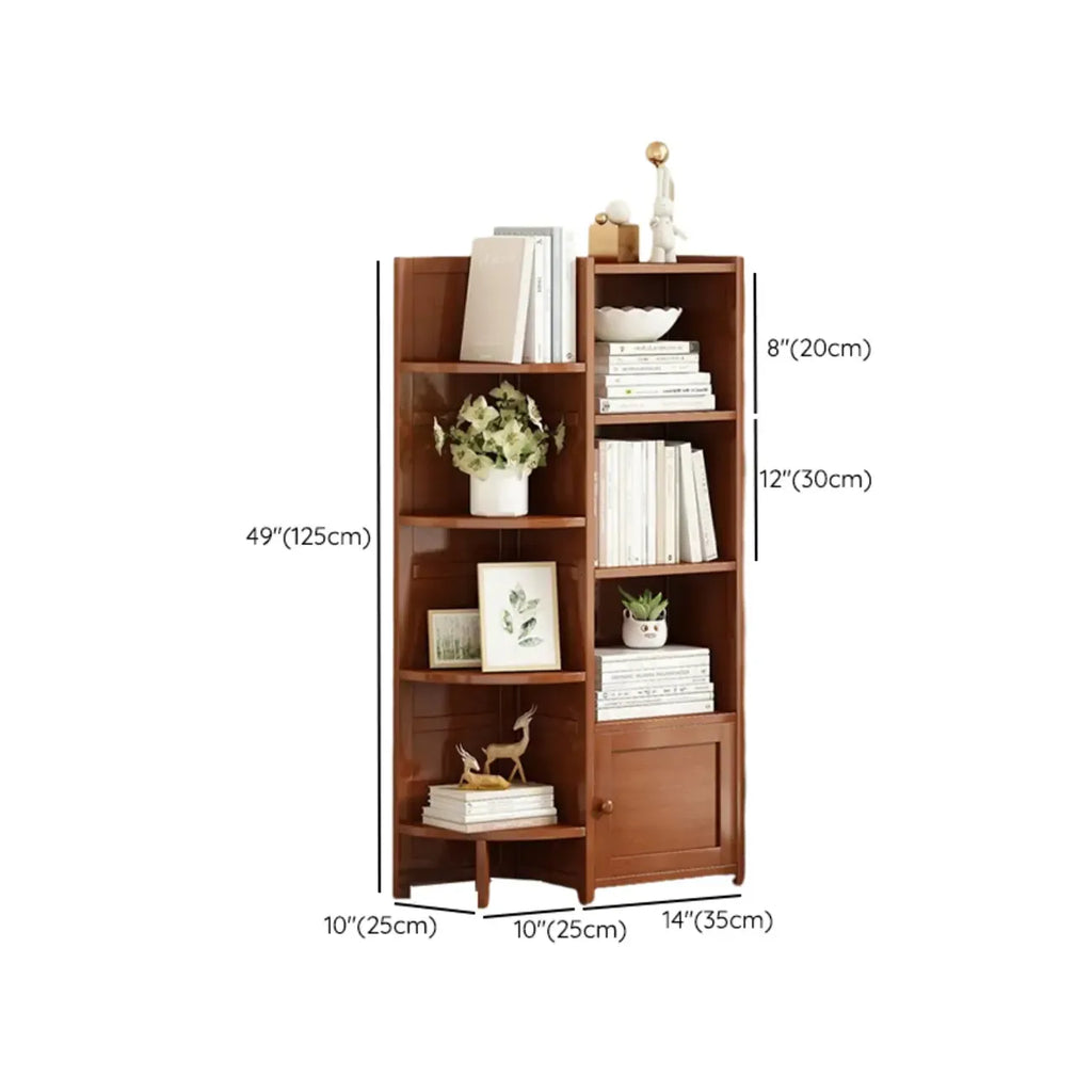 Geometric Multi-Layer Brown Wooden Storage Corner Cabinet