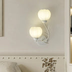 1/2 Bulbs Modern Floral Wall Sconce with White Glass Shade