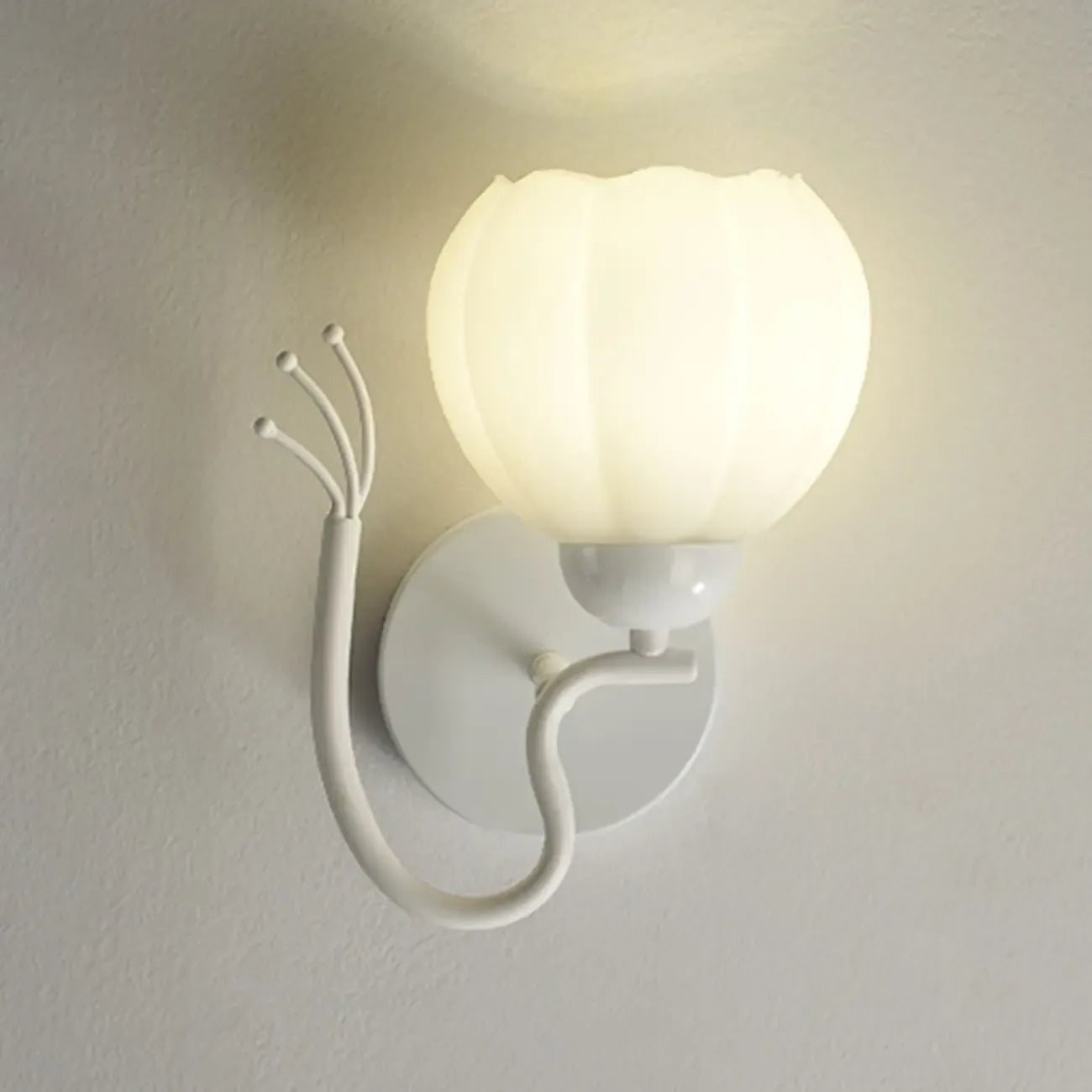 1/2 Bulbs Modern Floral Wall Sconce with White Glass Shade