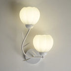 1/2 Bulbs Modern Floral Wall Sconce with White Glass Shade