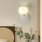 1/2 Bulbs Modern Floral Wall Sconce with White Glass Shade