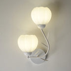 1/2 Bulbs Modern Floral Wall Sconce with White Glass Shade
