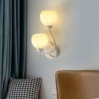 1/2 Bulbs Modern Floral Wall Sconce with White Glass Shade