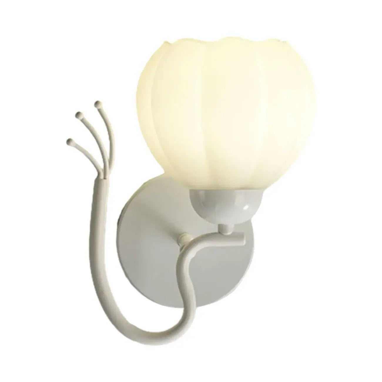 1/2 Bulbs Modern Floral Wall Sconce with White Glass Shade