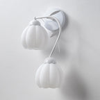 1/2 Bulbs Modern Floral Wall Sconce with White Glass Shade