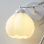 1/2 Bulbs Modern Floral Wall Sconce with White Glass Shade