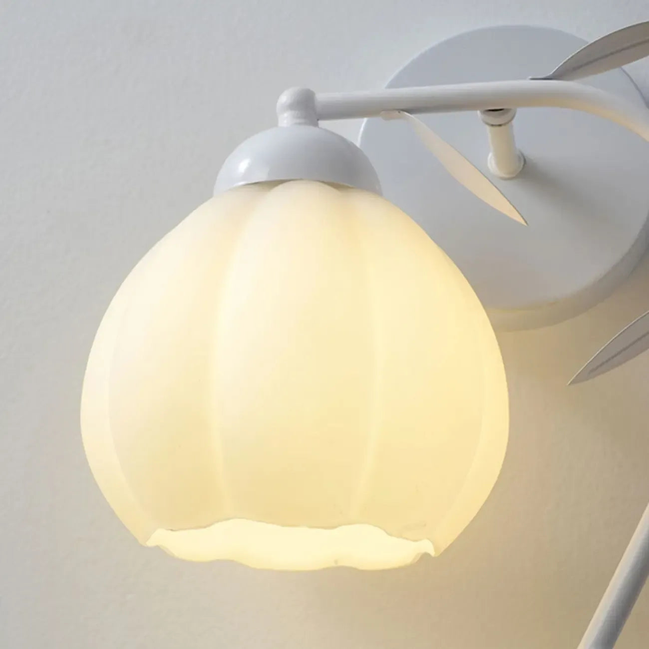 1/2 Bulbs Modern Floral Wall Sconce with White Glass Shade