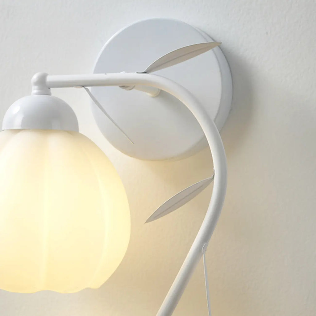 1/2 Bulbs Modern Floral Wall Sconce with White Glass Shade