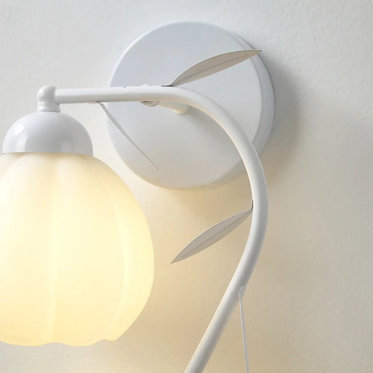 1/2 Bulbs Modern Floral Wall Sconce with White Glass Shade