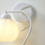 1/2 Bulbs Modern Floral Wall Sconce with White Glass Shade