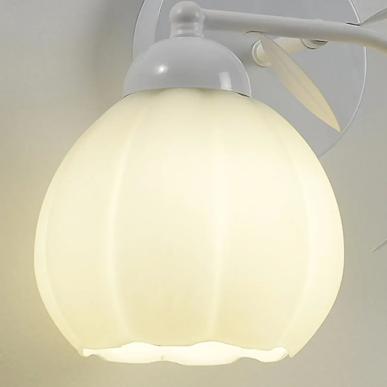 1/2 Bulbs Modern Floral Wall Sconce with White Glass Shade