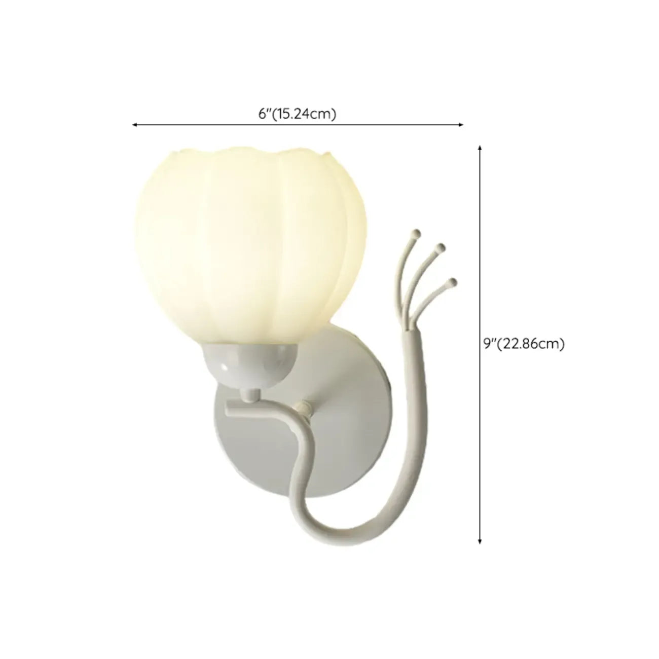 1/2 Bulbs Modern Floral Wall Sconce with White Glass Shade