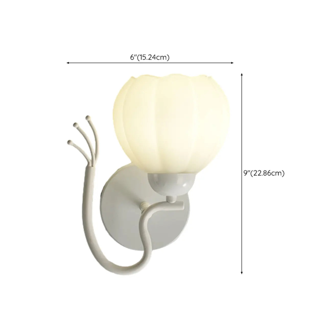 1/2 Bulbs Modern Floral Wall Sconce with White Glass Shade